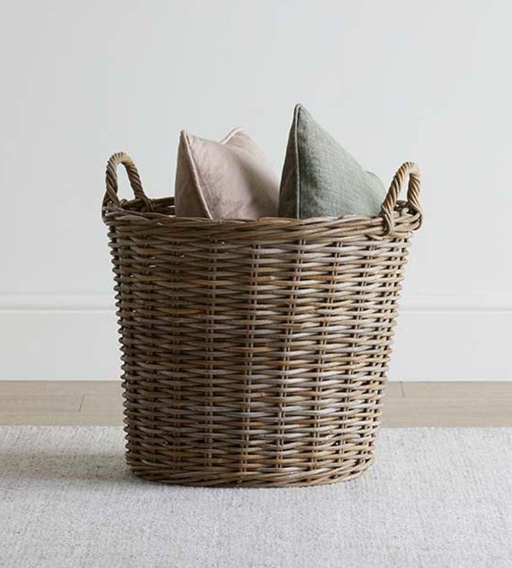 Round rattan store basket