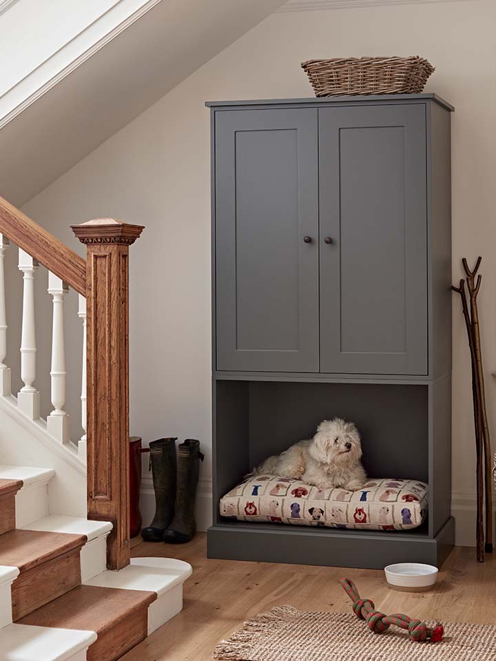 Dog bed discount built into cabinet