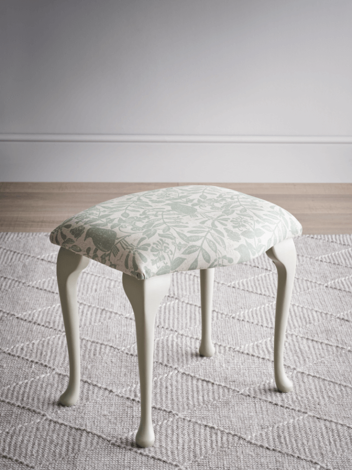 Small Dressing Table Stool in Teddy Mink Fleece Borg Fabric | Beaumont