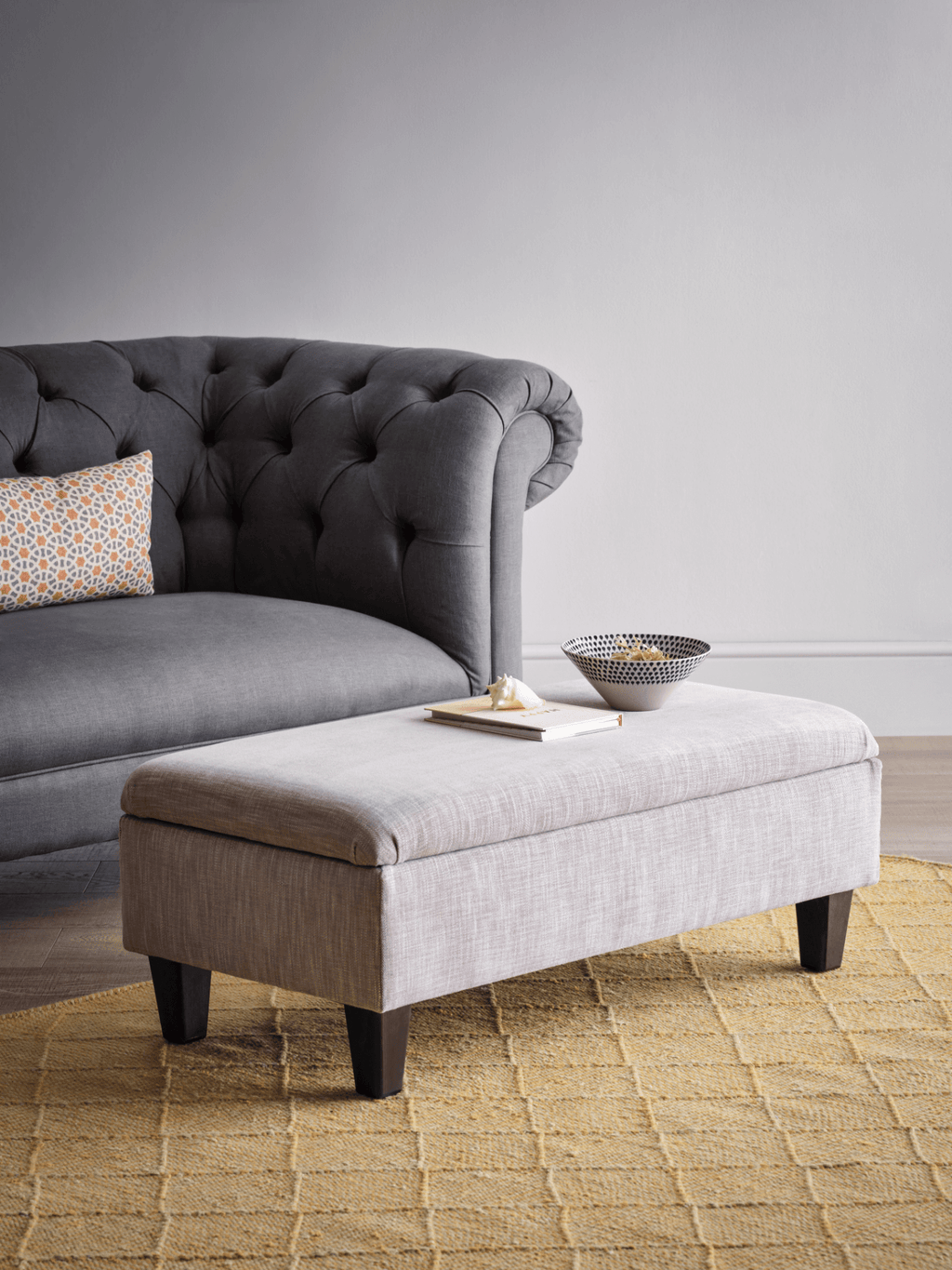 Dawson denim deals storage ottoman